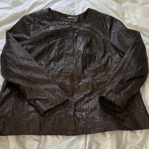 Dana Buchman Dark Brown Snake Print Leather Jacket